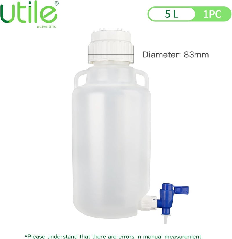 UTILE 1 Pc Gallon Jug Vol.5L, Plastic Jug, PP Material Round Carboys with Screw Cap 4093.0191.1 - Image 2